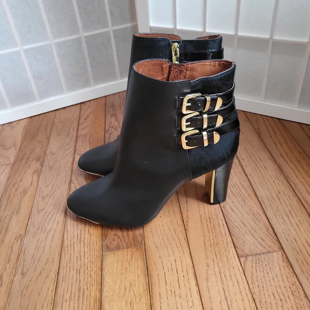 Louise Et Cie Black Leather Ankle Boots NWOT Sz 10 - Picture 3 of 13